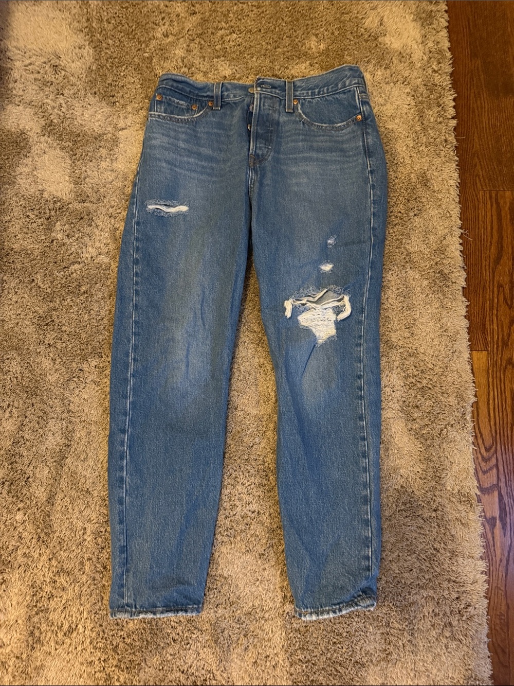 Classic High-Rise Distressed Women’s Jeans - Blue